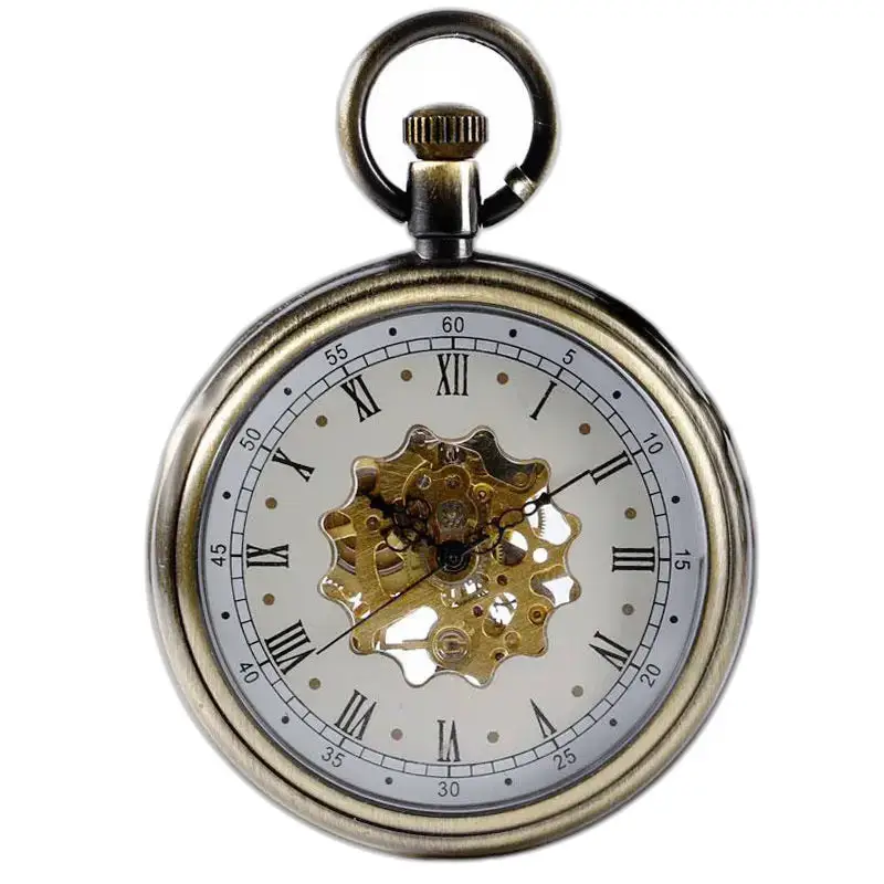 Orologio da tasca meccanico vintage di lusso con ingranaggi a vista