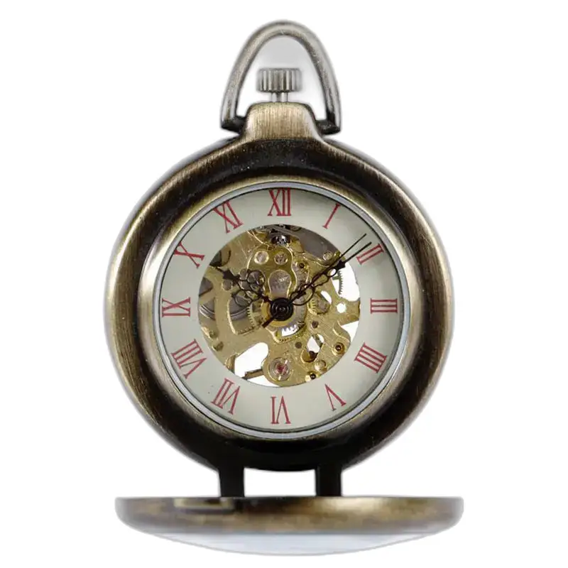 Orologio da tasca meccanico vintage di lusso con un elegante quadrante in bronzo
