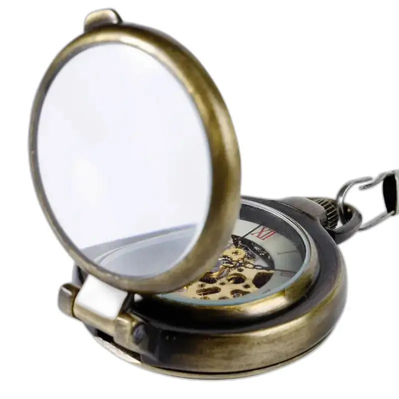 Orologio da tasca meccanico di lusso vintage con cassa in bronzo aperta