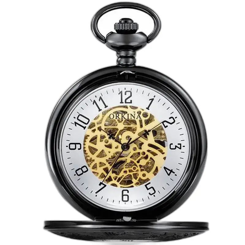 Orologio da tasca meccanico moderno ed elegante con elegante cassa nera