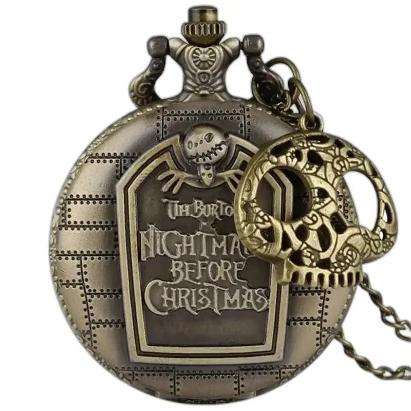Orologio da tasca Nightmare Before Christmas con elegante ciondolo a forma di teschio