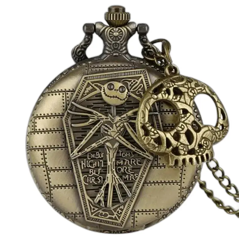 Orologio da tasca in bronzo dal design Jack Skellington per uno stile Nightmare Before Christmas