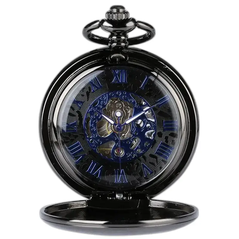 Orologio da tasca nero moderno ed elegante dal design meccanico elegante e unico