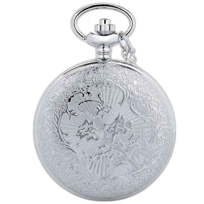 Orologio da tasca a fiore in argento con design inciso, elegante e raffinato