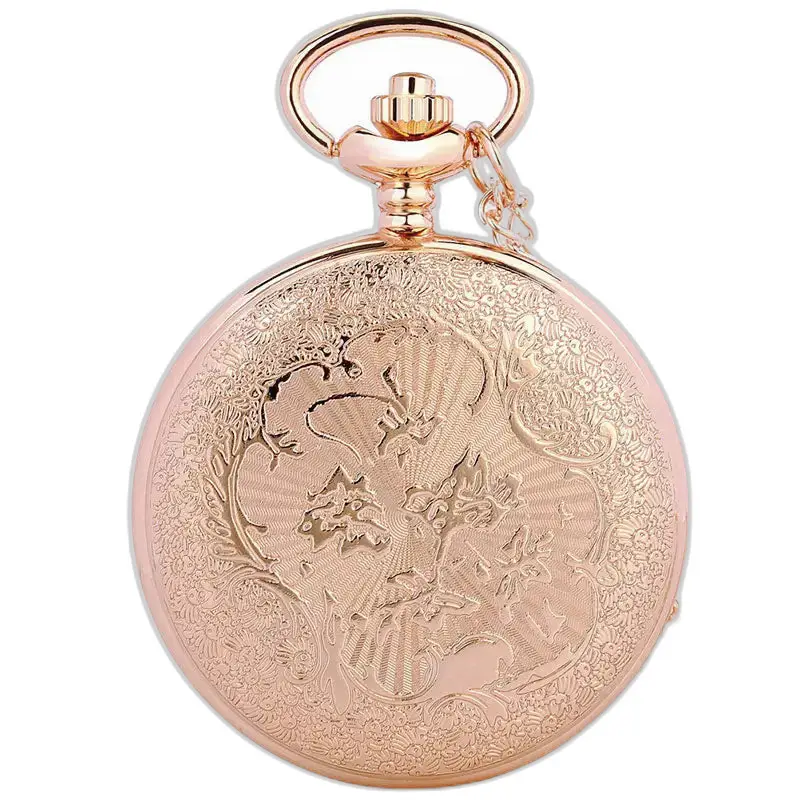 Montre à gousset or émeraude Luxe Poche Argent Fleurs avec design gravé en or rose