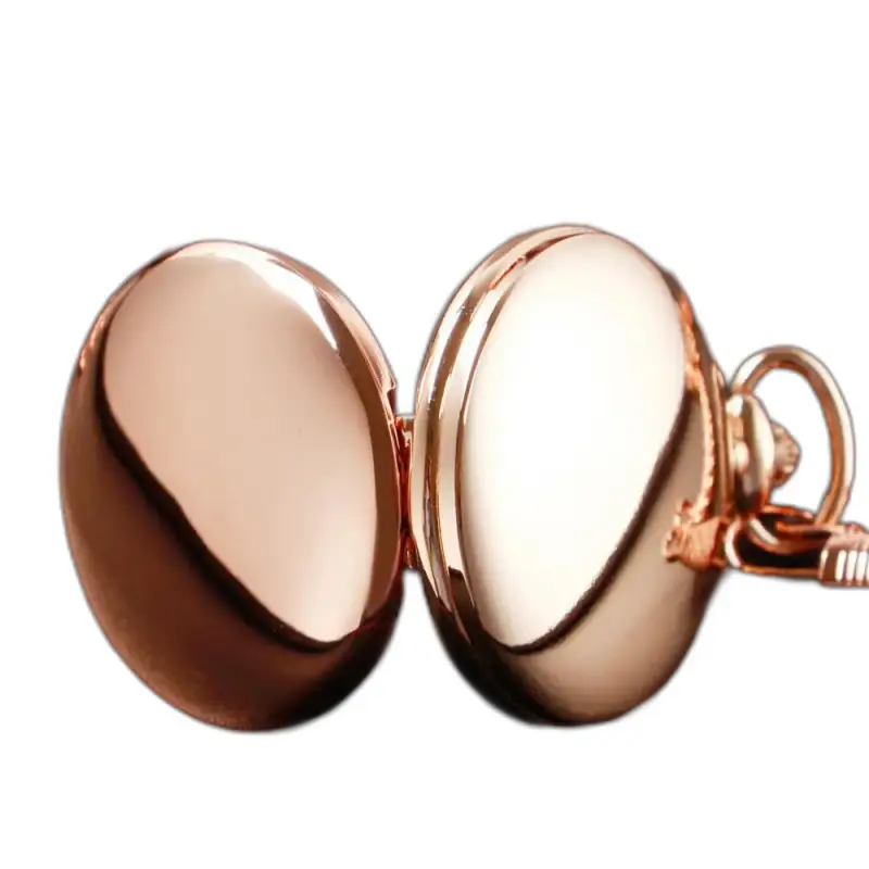 Medaglione in oro rosa aperto su orologio da tasca con specchio rosa al quarzo oro rosa