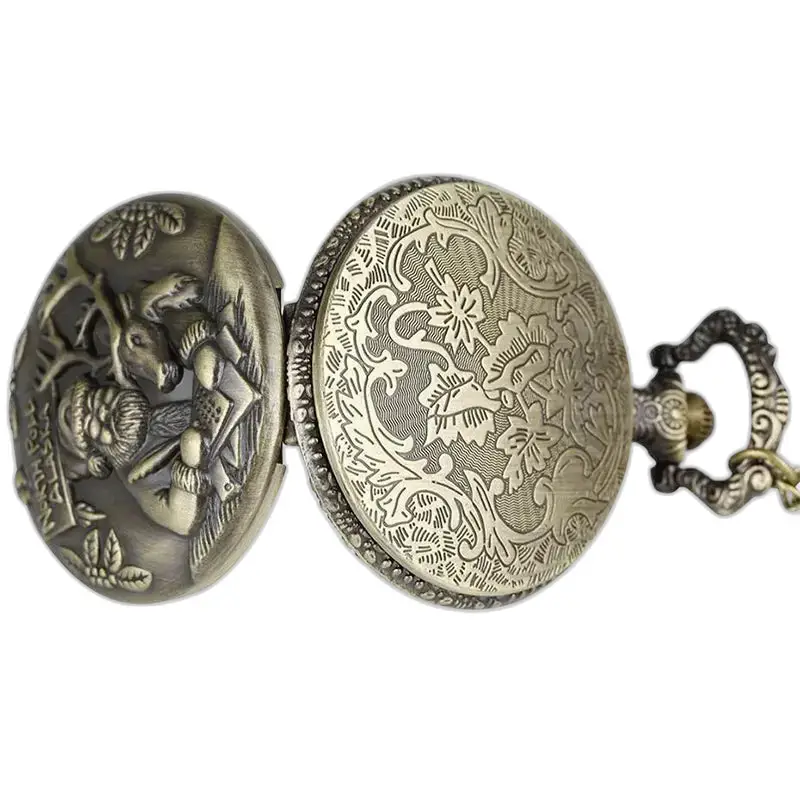 Orologio da tasca di Babbo Natale in bronzo decorato per uno stile fantasy unico