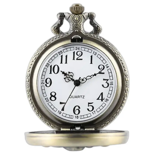 Orologio da tasca vintage con Babbo Natale con elegante cassa in metallo decorato