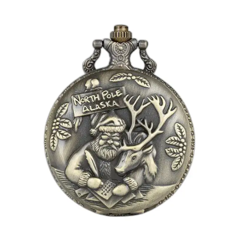 Orologio da tasca di Babbo Natale in stile fantasy con design di Babbo Natale e renne