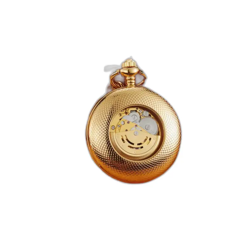 Orologio da tasca di lusso in rilievo dorato con un elegante quadrante dorato in rilievo