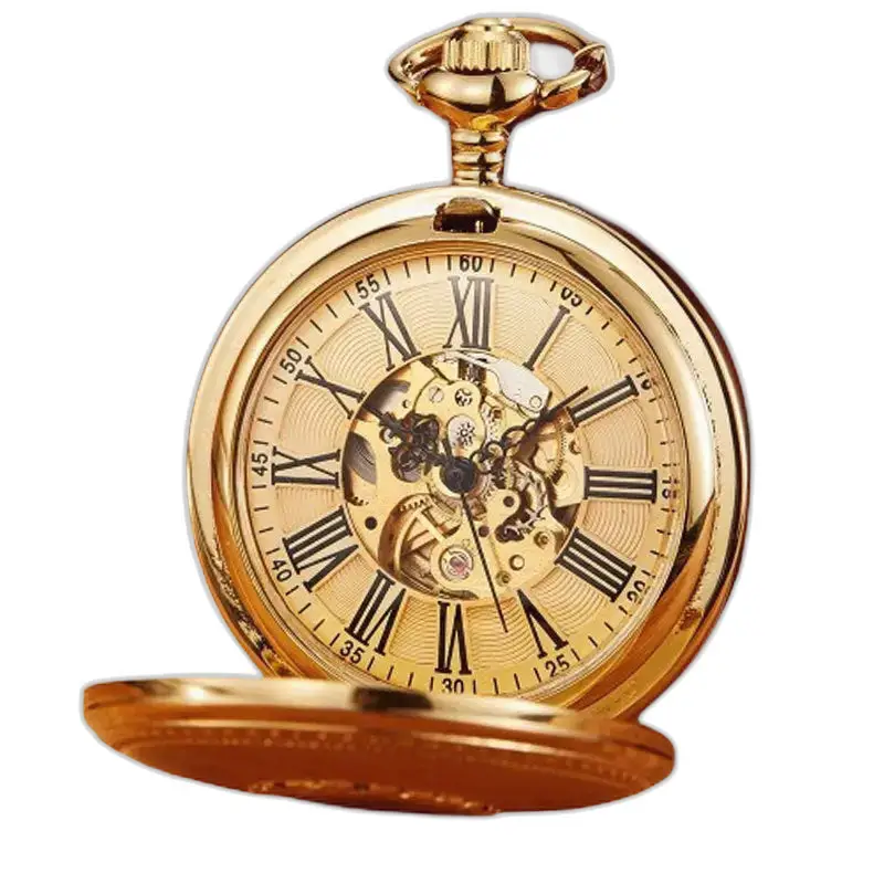 Orologio da tasca di lusso in rilievo dorato con meccanismo color oro