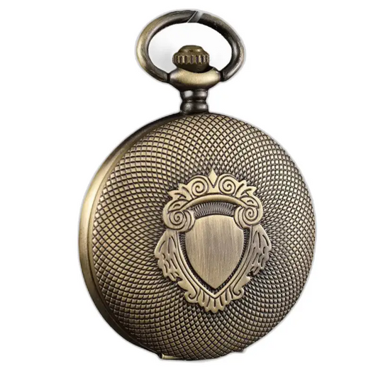 Orologio da tasca di lusso in rilievo dorato con un elegante quadrante in bronzo decorato