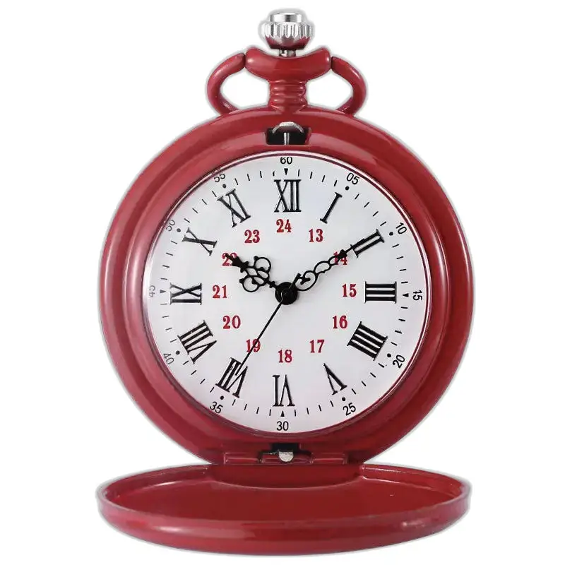 Orologio da tasca rosso con numeri romani del modello Quartz Chasseur Colourful