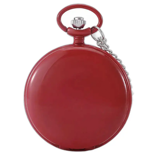 Colorato orologio da tasca Chasseur al quarzo con un'elegante catena rossa