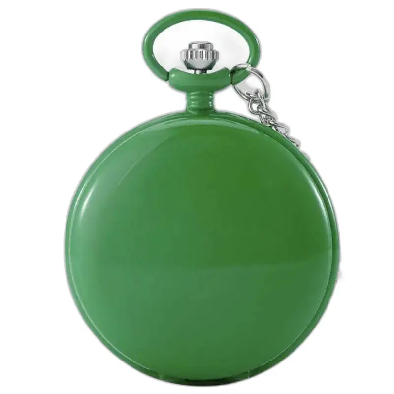 Moderno orologio da tasca colorato Chasseur al quarzo con catena e colore verde