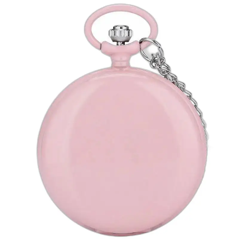 Chasseur al quarzo Orologio da tasca colorato con catena, elegante colore rosa
