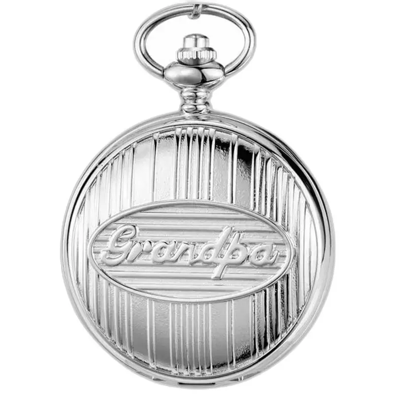 Orologio da tasca Grandfather Chic al quarzo con scritta Grandpa in argento