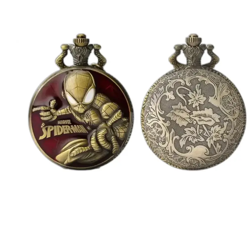 Deux montres à gousset en bronze de la collection Gousset Quartz Marvel Spider Man Vintage