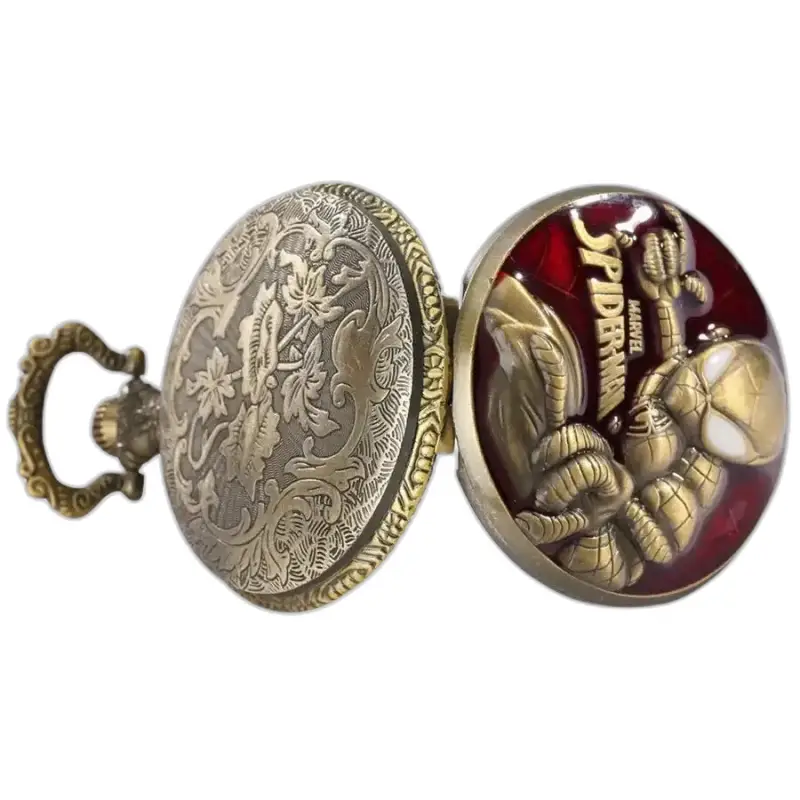 Orologio da tasca al quarzo vintage Marvel Spider Man dal design unico ed elegante