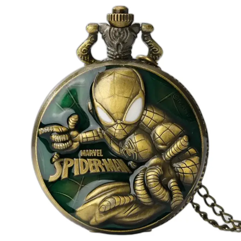 Orologio da tasca al quarzo vintage Marvel Spider Man dal design unico e nostalgico