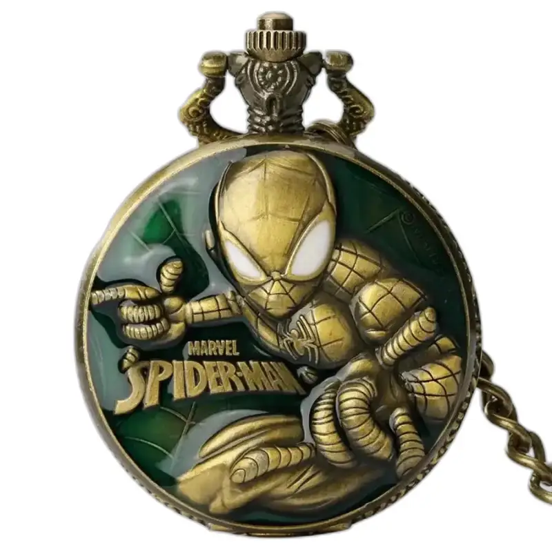 Orologio da tasca al quarzo vintage Marvel Spider Man dal design unico e alla moda