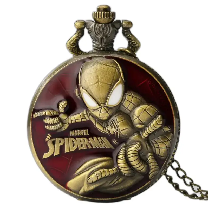 Orologio da tasca vintage al quarzo Marvel Spider Man con design unico da supereroe