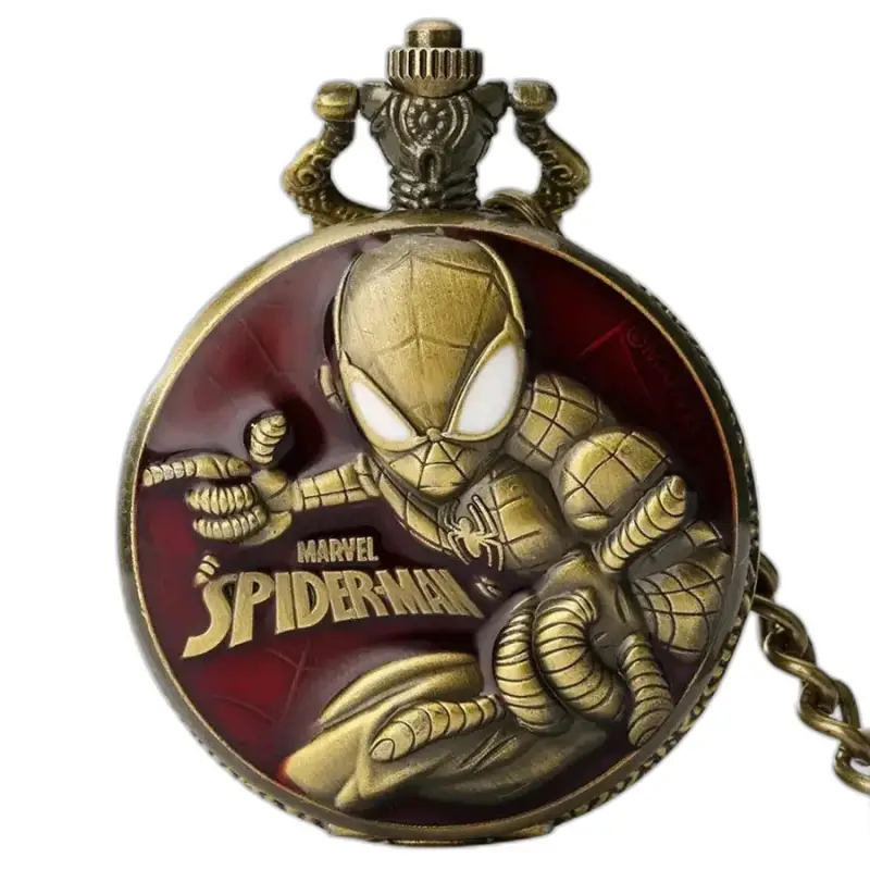 Orologio da tasca vintage al quarzo Marvel Spider Man con l'iconico design di Spiderman