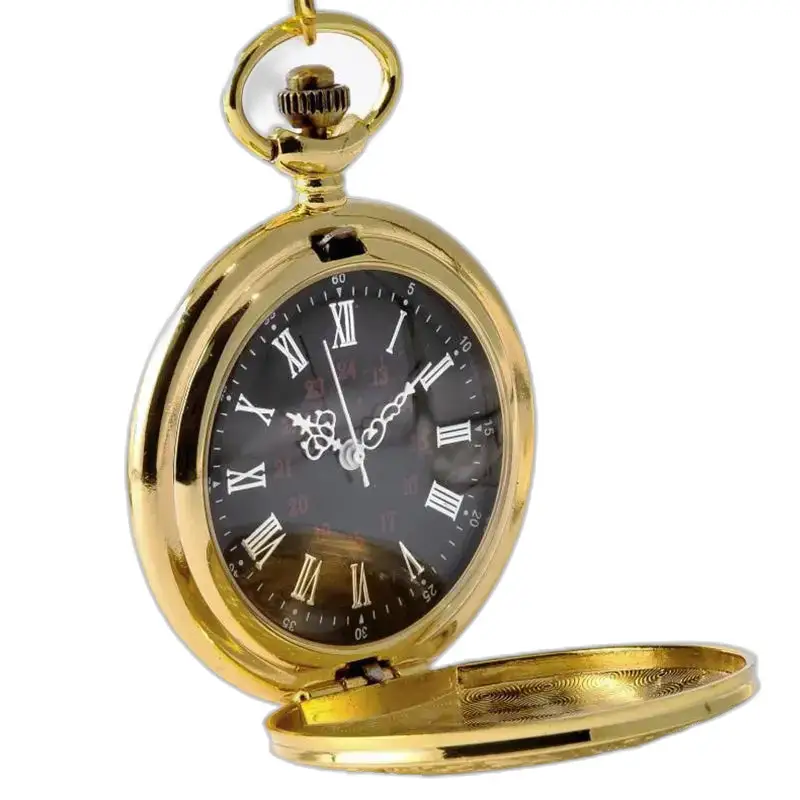 Orologio da tasca Romaine Luxe Gold con numeri romani ed elegante finitura dorata