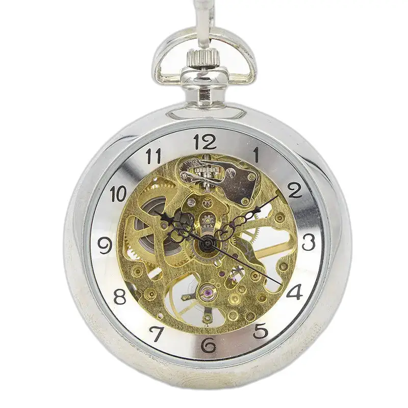 Orologio da tasca romano meccanico di lusso in argento, elegante e raffinato