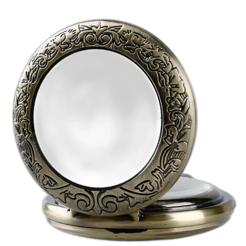 Specchio tascabile in bronzo decorato con il lussuoso orologio da tasca meccanico romano