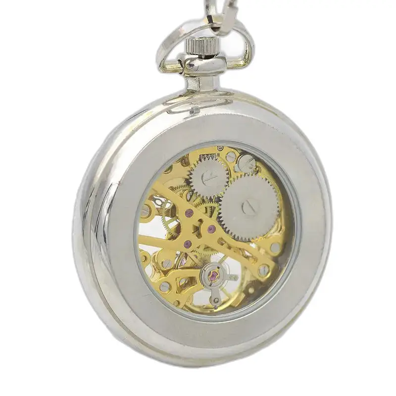 Orologio da tasca meccanico di lusso romano dall'elegante design argentato