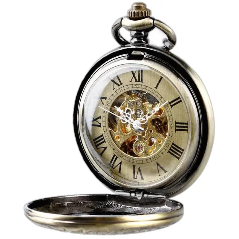 Orologio da tasca meccanico romano di lusso, elegante orologio da tasca antico