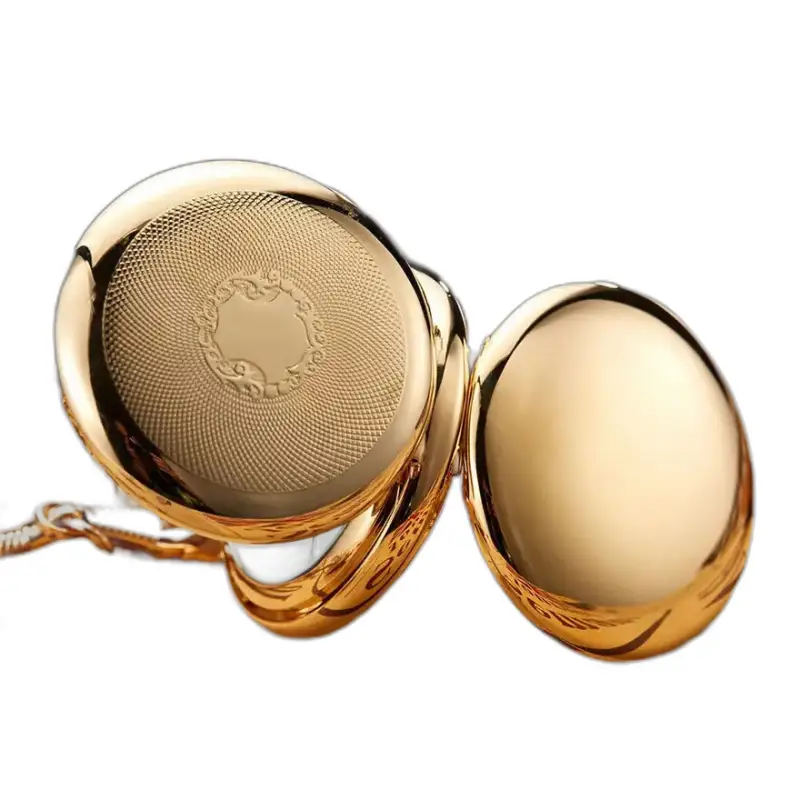 Orologio da tasca Royal Luxury Double Chasseur con coperchio aperto e dettagli dorati