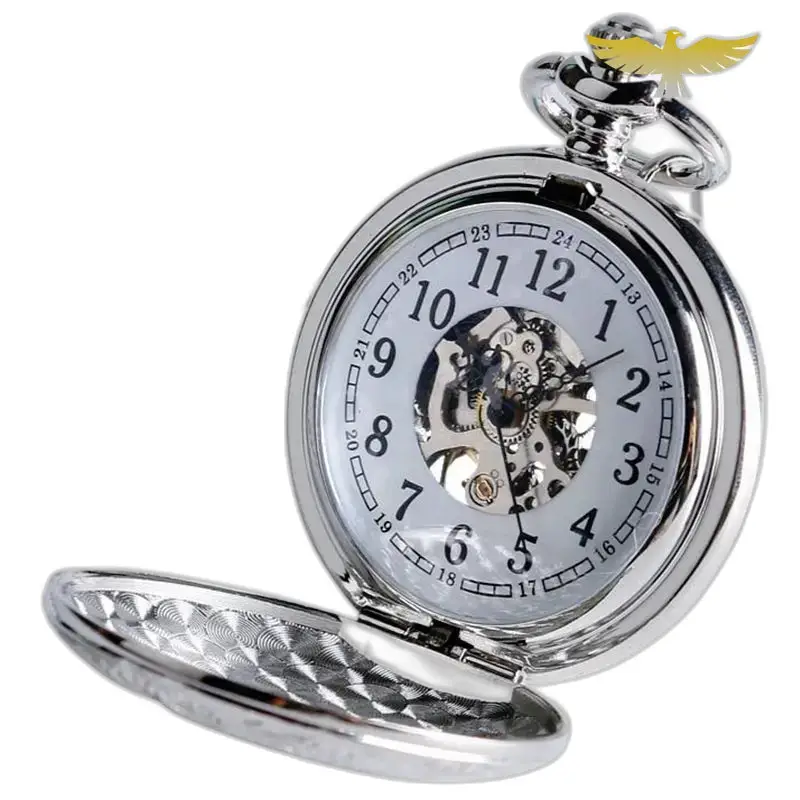 Orologio da tasca Royal Silver con meccanismo a vista e design chic