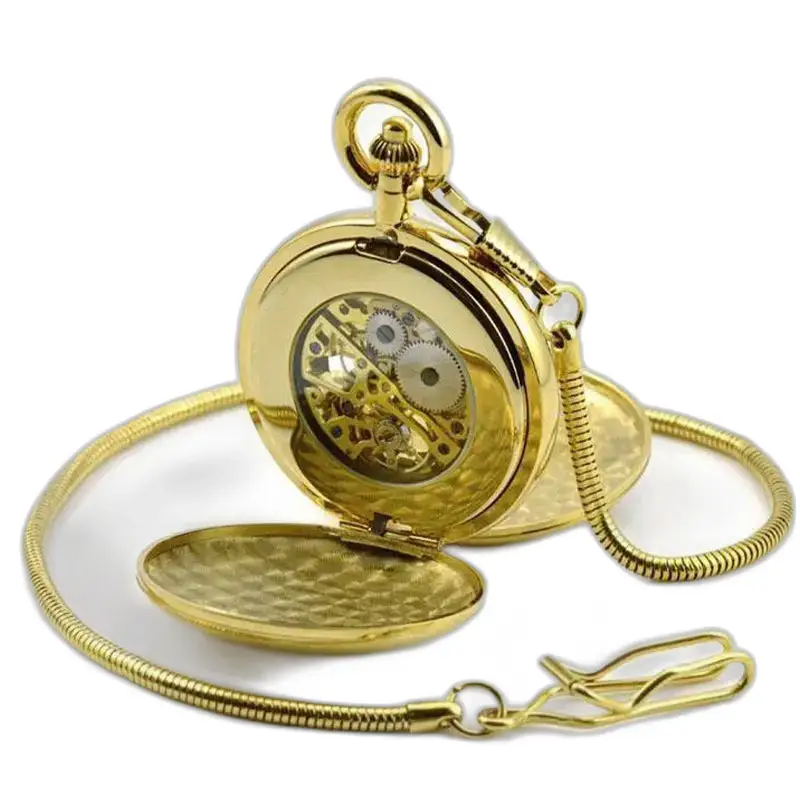 Orologio da tasca Royale Double Mechanical di lusso con catena in oro