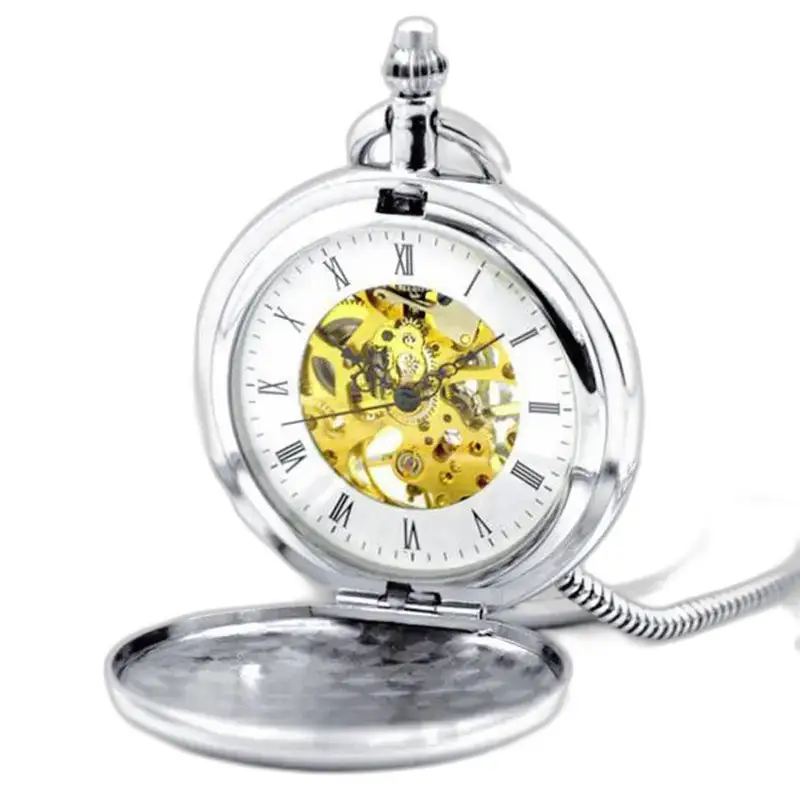 Royale Double Mechanical Orologio da tasca di lusso in argento, eleganza senza tempo