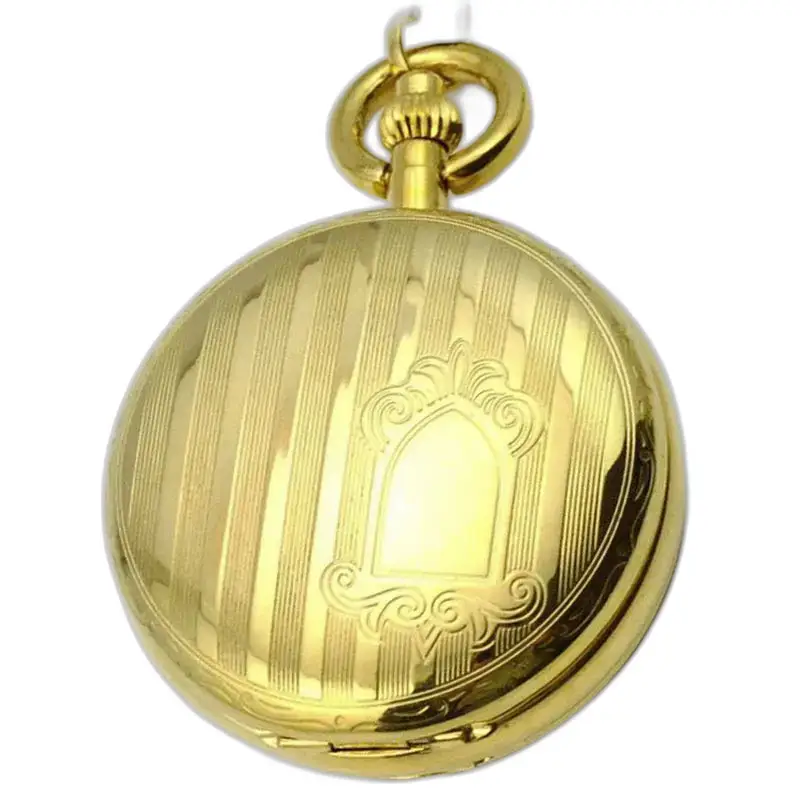 Orologio da tasca meccanico doppio reale di lusso con incisione decorativa in oro
