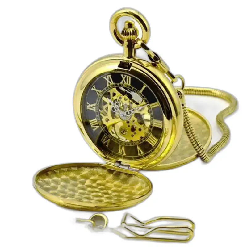 Orologio da tasca di lusso Royale doppio meccanico con finitura dorata e dettagli sofisticati
