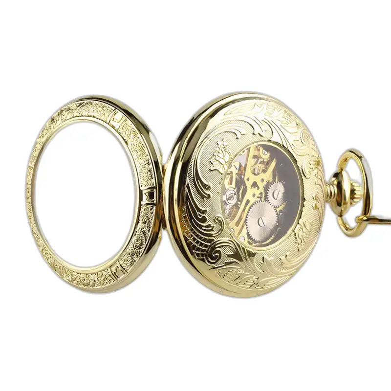 Orologio da tasca meccanico di lusso in oro Royalty, orologio decorato in oro con movimento meccanico