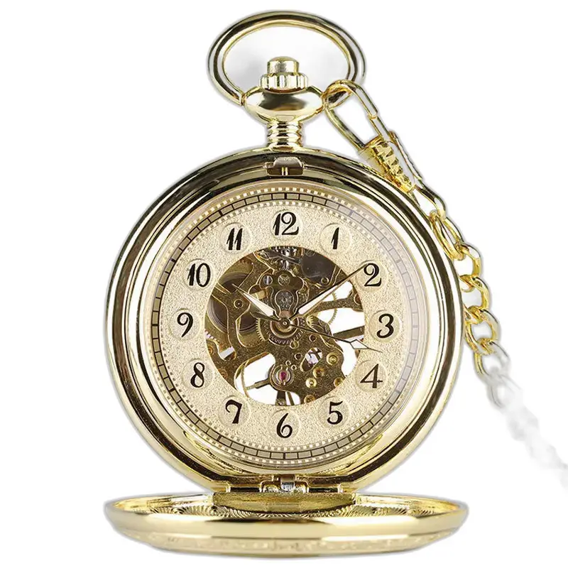 Orologio da tasca meccanico di lusso in oro Royalty con movimento meccanico e catena d'oro