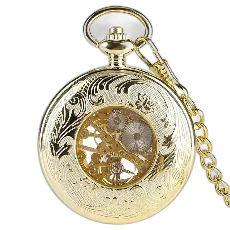 Orologio da tasca meccanico di lusso in oro Royalty con movimento meccanico e catena d'oro