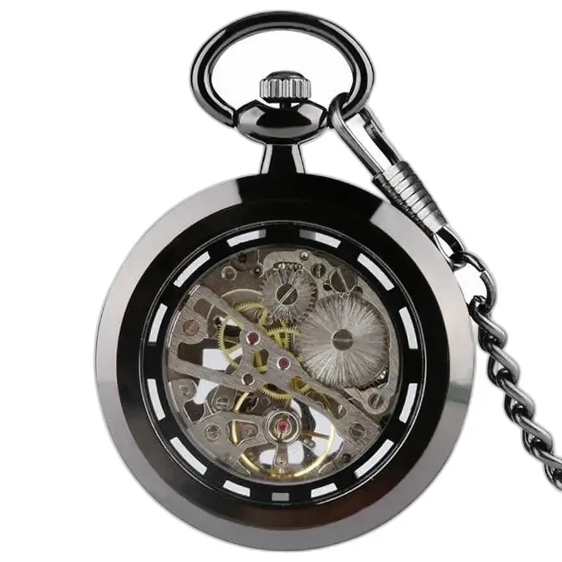 Orologio da tasca meccanico Skeleton Chic con raffinata finitura canna di fucile