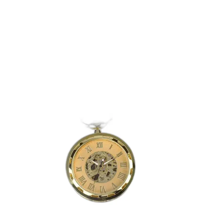 Orologio da tasca meccanico scheletrato da uomo di lusso con finitura dorata e design elegante
