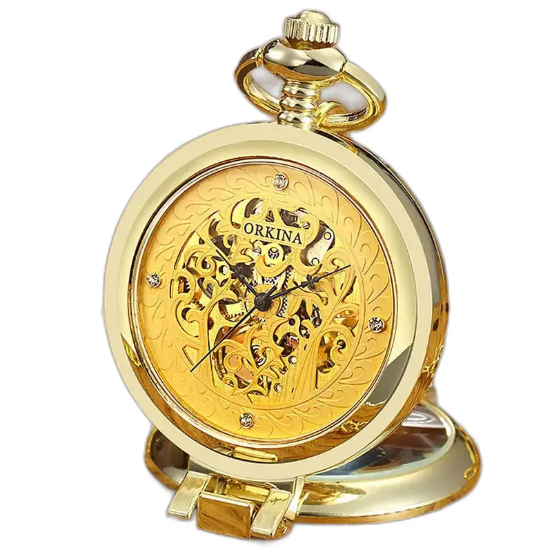 Montre à Gousset Squelette Mécanique Luxe Or, poche antique squelette en or