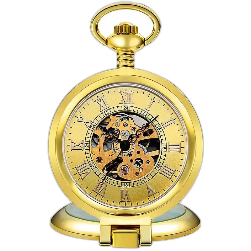 Montre à Gousset Squelette Mécanique Luxe Or, poche antique squelette dorée élégante