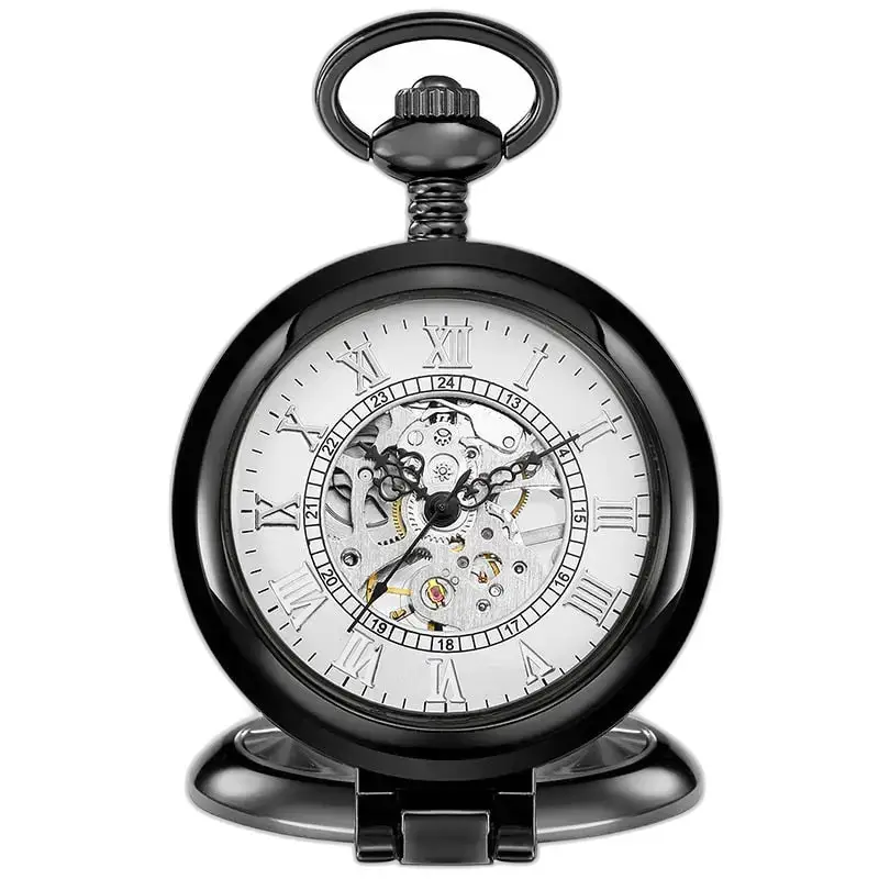 Montre à Gousset Squelette Mécanique Luxe Or, poche antique squelette noire élégante
