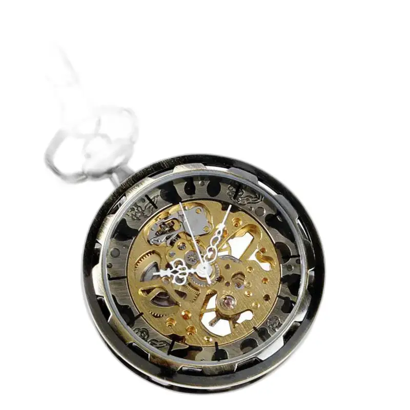 Moderno orologio da tasca scheletrato con movimento meccanico per uomo e donna
