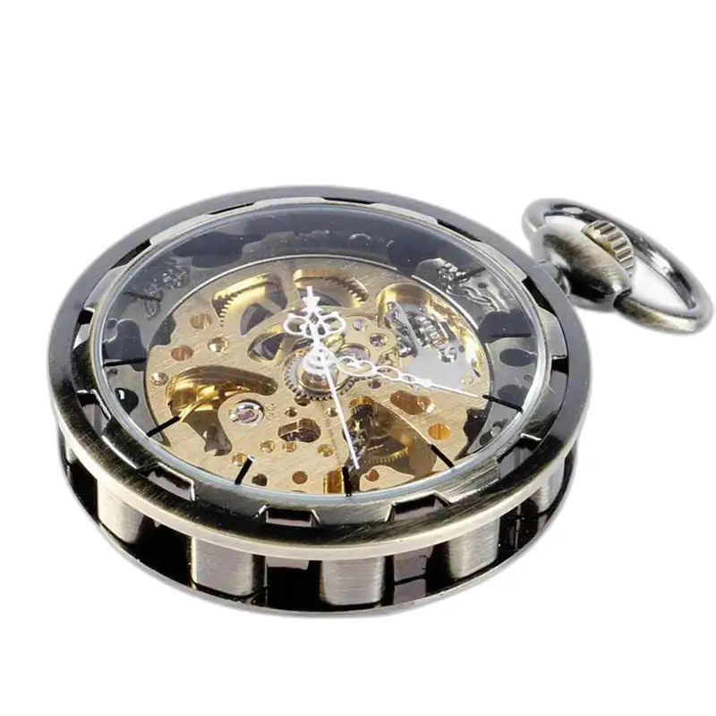 Moderno orologio da tasca scheletrato con movimento meccanico per uomo e donna