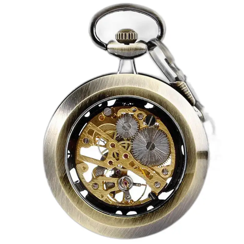 Moderno orologio da tasca scheletrato per uomo e donna con elegante movimento meccanico