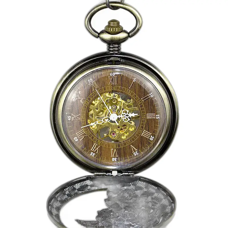 Orologio da tasca Phoenix Skeleton in acciaio inossidabile con design antico aperto